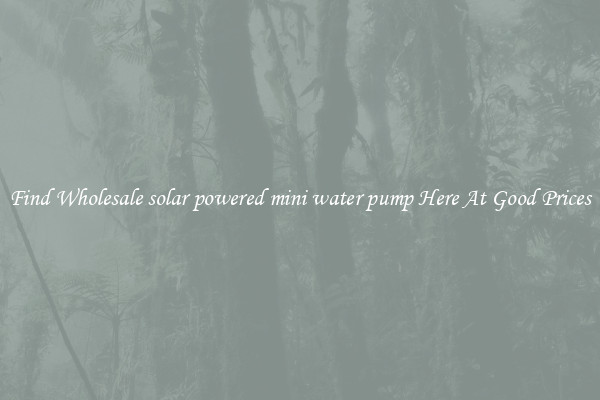 Find Wholesale solar powered mini water pump Here At Good Prices