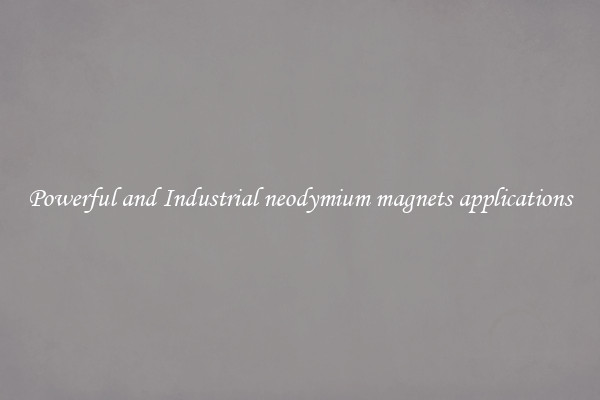Powerful and Industrial neodymium magnets applications